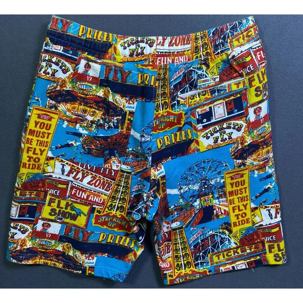 Men's Streetwear Born Fly Loopback Shorts XL 32x8 Drawstring Coney Island Fair - Picture 10 of 12